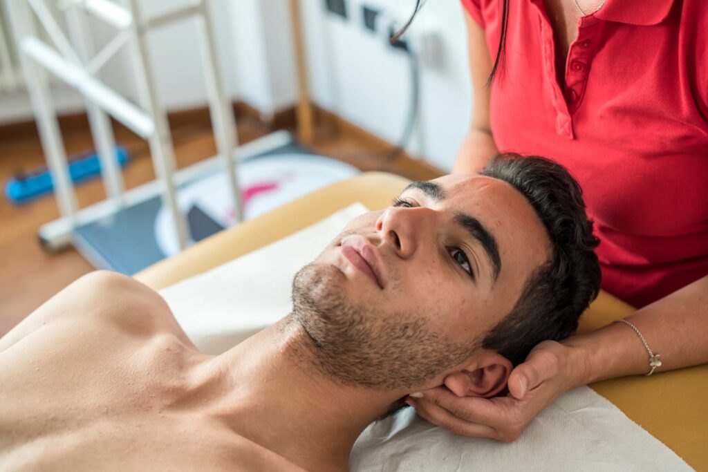 A neuromuscular massage patient in Atlanta, GA