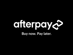A black and white logo for afterpay.